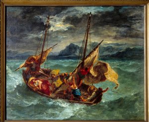 湖上のキリストは、「ジェネラセス」（Genesareth）。ウジェーヌ・ドラクロワ（1798-1863）の絵画 作： Ferdinand Victor Eugene Delacroix