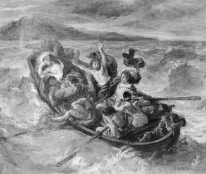 ガリラヤ湖のキリスト、1853年（bw写真） 作： Ferdinand Victor Eugene Delacroix