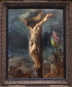 磔にされるウジェーヌ・ドラクロワ（1798-1863）による絵画、木に油彩 作： Ferdinand Victor Eugene Delacroix