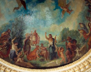 虚無への降下：ローマ人のグループ。左からピュロス、ハンニバル、トラヤヌス、キケロン、ポルシア、ジュール・セザール（背景）、マルク・オーレル、カトン・デュティーク（中央に立つ）、シンシナタス。ウジェーヌ・ドラクロワ(1798-1863)が描いた絵画を装飾したものです。 作： Ferdinand Victor Eugene Delacroix