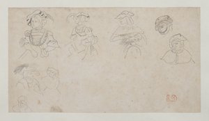 フィギュア・スタディーズ 1800-1899年頃（グラファイト、織物紙）