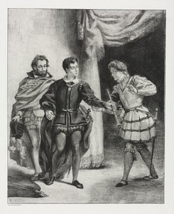 ハムレット：ハムレットとギルデンスターン、1834年。 作： Ferdinand Victor Eugene Delacroix
