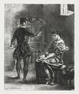 ハムレット：ハムレットとオフィーリア、1834年。