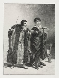 ハムレット：ポロニウスとハムレット、1834年。 作： Ferdinand Victor Eugene Delacroix