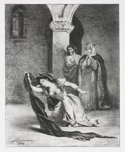 ハムレット：オフィーリアの聖歌、1834年。 作： Ferdinand Victor Eugene Delacroix