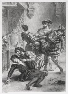 ハムレット：ハムレットの死、1843年。 作： Ferdinand Victor Eugene Delacroix