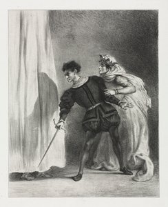 ハムレット：ポロニウスの殺人、1834年。 作： Ferdinand Victor Eugene Delacroix