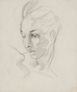 自由の頭（紙に黒鉛鉛筆） 作： Ferdinand Victor Eugene Delacroix