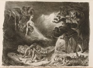 ゲーテのファウストへの挿絵、1828 作： Ferdinand Victor Eugene Delacroix