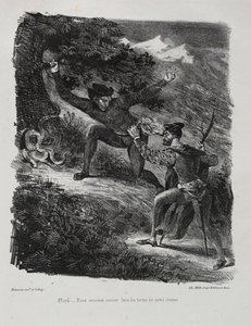 ファウストの挿絵：ハーツ山脈のファウストとメフィストフェレス、1828年。 作： Ferdinand Victor Eugene Delacroix