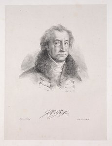 ファウストのイラスト：口絵-ヨハンヴォルフガングフォンゲーテの肖像、1828年。 作： Ferdinand Victor Eugene Delacroix