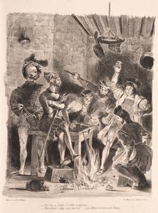 ファウストの挿絵：学生の居酒屋のメフィストフェレス、1828年。
