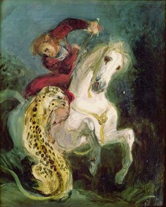 ジャガーが騎士を攻撃、1855年頃