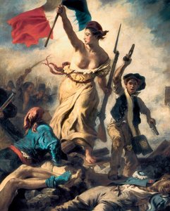 人々を導く自由、1830年7月28日、1830-31年頃（詳細）（キャンバスに油彩） 作： Ferdinand Victor Eugene Delacroix
