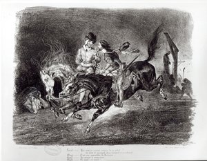 メフィストフェレスとファウストの夜のライディング、ゲーテによるファウストのイラスト、1828 作： Ferdinand Victor Eugene Delacroix