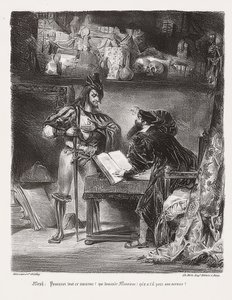 MéphistophélèsapparaîssantàFaust（メフィストはファウストのように見える）。 1828 作： Ferdinand Victor Eugene Delacroix