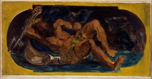 海に沈むネプチューン：パリ市立美術館のサロンのための作品、1849年から1852年の間（油彩・カンヴァス） 作： Ferdinand Victor Eugene Delacroix