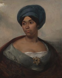ブルーターバンの女性の肖像、1827年頃（キャンバスに油彩） 作： Ferdinand Victor Eugene Delacroix