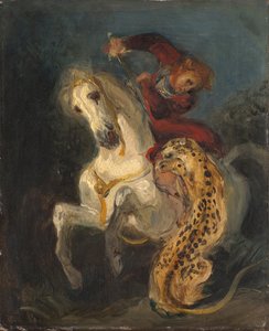 ジャガーに襲われたライダー 作： Ferdinand Victor Eugene Delacroix