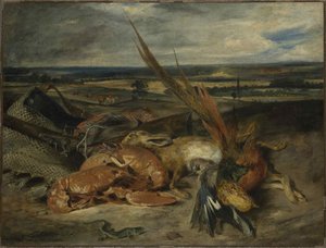 ロブスターのある静物、1827年。 作： Ferdinand Victor Eugene Delacroix