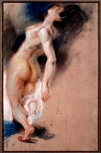 仰向けになった裸婦の習作、"サルダナパレの死 "のための奴隷の習作