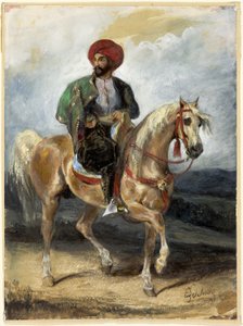 トルコの騎手》1834年頃（紙にグワッシュと水彩） 作： Ferdinand Victor Eugene Delacroix
