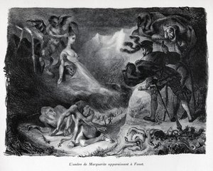 グレッチェンの影がファウストに現れる 作： Ferdinand Victor Eugene Delacroix
