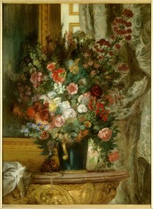コンソールに置かれた花瓶 ウジェーヌ・ドラクロワ（1798-1863）による絵画 1850年 Dim.1,35 x 1,02 m Montauban, Musee Ingres 作： Ferdinand Victor Eugene Delacroix