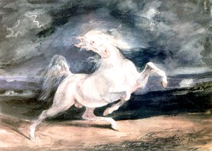 19世紀の白い馬 作： Ferdinand Victor Eugene Delacroix