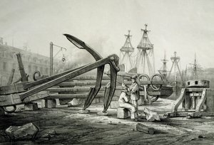 海軍造船所の錨（フェルディナン・ペロ作、リトグラフ 作： Ferdinand Victor Perrot