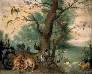 エデンの園の動物と鳥 作： Ferdinand van Kessel