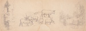 牛と雄牛の様々なスケッチ 作： Ferdinand von Wright