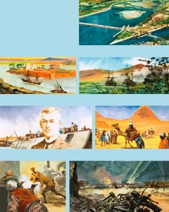 ナイル川の歴史の風景（紙にグワッシュ） 作： フェルディナンド・タッコーニ