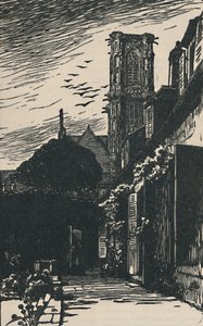 ヌヴェール-大聖堂の塔、1919年 作： Fernand Chalandre