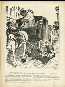 フェルナン・フォー（1858-1919）のイラスト（Le Rire, 29/02/08） - メティエ, 交通, 災難事故, フィアカー・キャブ - フィアカー・キャブ