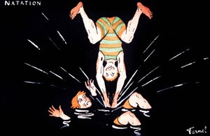 水泳、1900年頃（イラスト） 作： Fernand Fernel