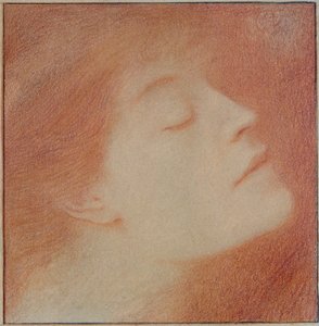 女性の頭、1892年（紙にチョーク） 作： Fernand Khnopff