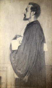 男の肖像」（紙に鉛筆） 作： Fernand Khnopff