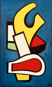 青い背景の建築的構図 作： Fernand Leger
