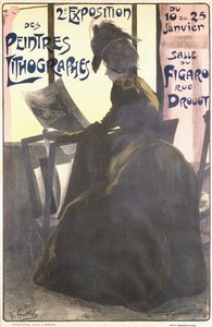 「リトグラフ画家の第2回展」のポスター、パリのフィガロ通り 作： Fernand Louis Gottlob