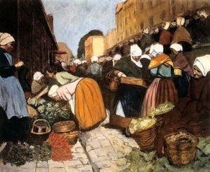 ブレストの市場、1899年 作： Fernand Piet