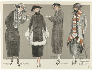 Gazette du Bon Ton、1920 - No. 7、Croquis Pl XXXIV: 価値 / ビール / 価値 (オブジェクトのタイトル)