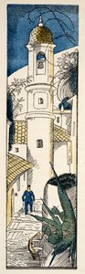 ガゼットデボントン、パブからアンティーブの通り。 1920（印刷ステンシル） 作： Fernand Siméon
