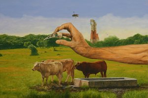 牛のいる静物画 作： Fernando Aznar Cenamor