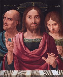 聖ペテロと聖ヨハネの間のサルヴァトール・ムンディ 1507年頃（木に油彩 作： Fernando Yanez de Almedina