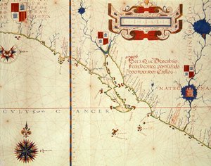 Fol.15地図、1571年のメキシコとカリフォルニアの地図 作： Fernao Vaz Dourado