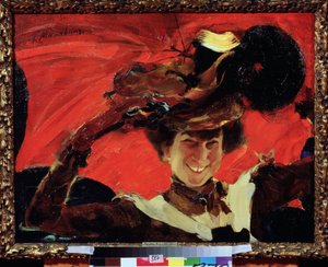 マラ・オリブ (1820-1911) の肖像 (M. オリブの肖像)。 Filipp Andreevich Maliavin (Maliavine) (または Andreyevich Malyavin) (1869-1940) による絵画、キャンバスに油彩。 ロシアの芸術、新しい芸術。 State A. Radishchev Art Museum、サラトフ (ロシア)。 作： Filipp Andreevich Maliavin