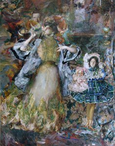 妻と娘との自画像、1910 年 作： Filipp Andreyevich Malyavin