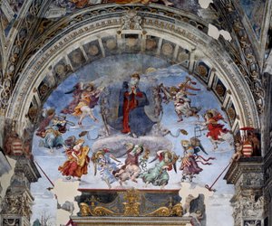 聖母被昇天のディテールフィリッポ・リッピ（1457-1504）によるフレスコ画 1488-1492 ローマ、サンタ・マリア・ソプラ・ミネルヴァ教会、カラファ礼拝堂 イタリア