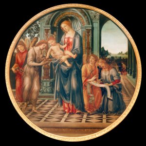 子連れのマリア、天使、洗礼者ヨハネ 作： Filippino Lippi